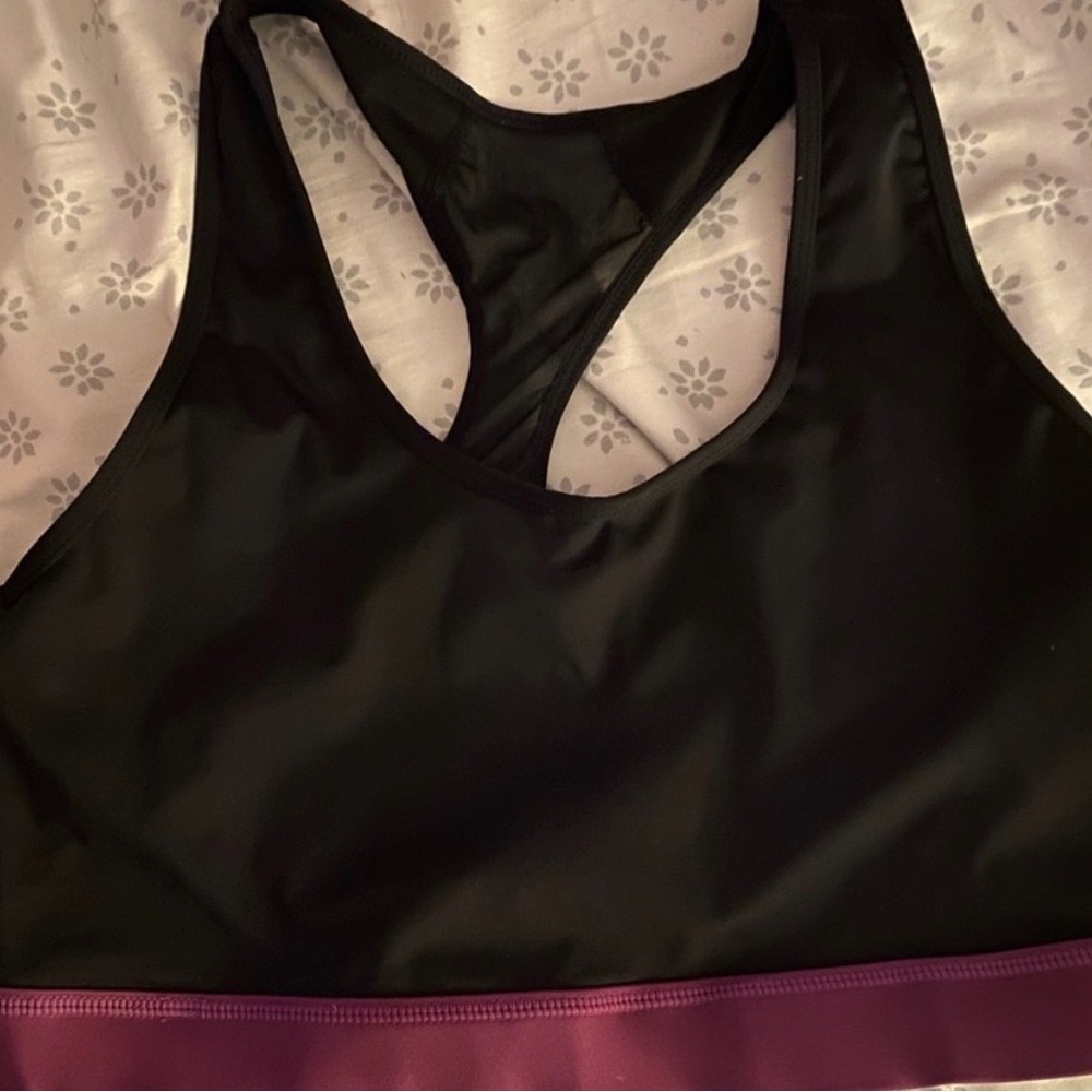 LuLaRoe rise Black and Purple Sports Bra size xl